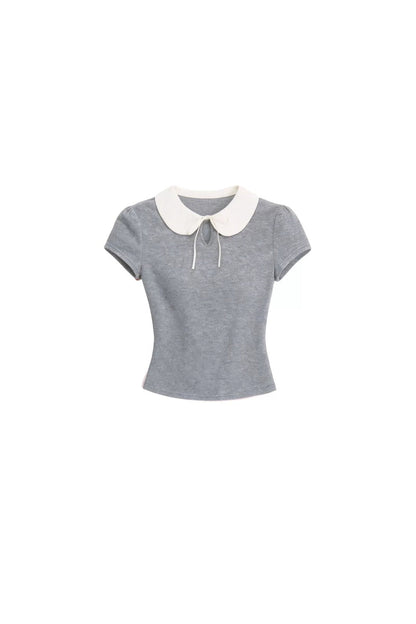 Top a Manica Corta con Collo a Camicia