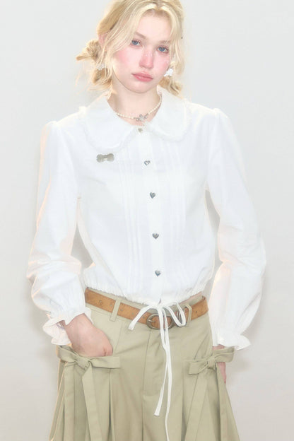 Tassel Doll Collar Short Shirt