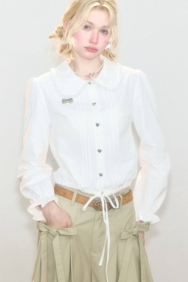 Tassel Doll Collar Short Shirt