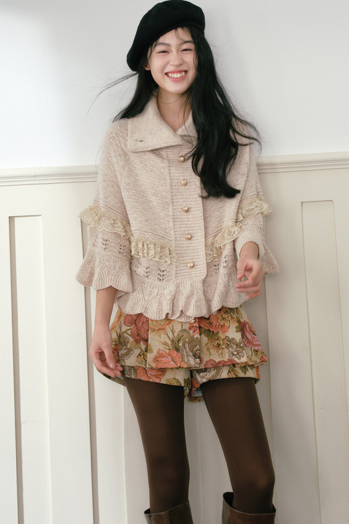 High-Waisted Floral Print Skirt