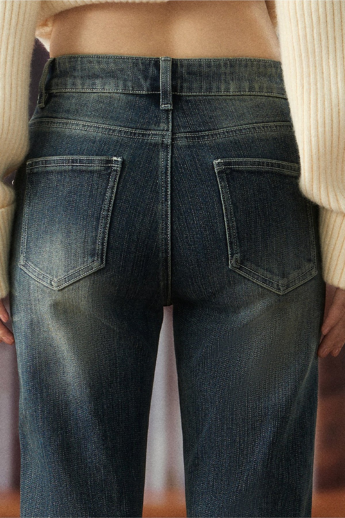Low-Waist Star-Stud Flared Jeans