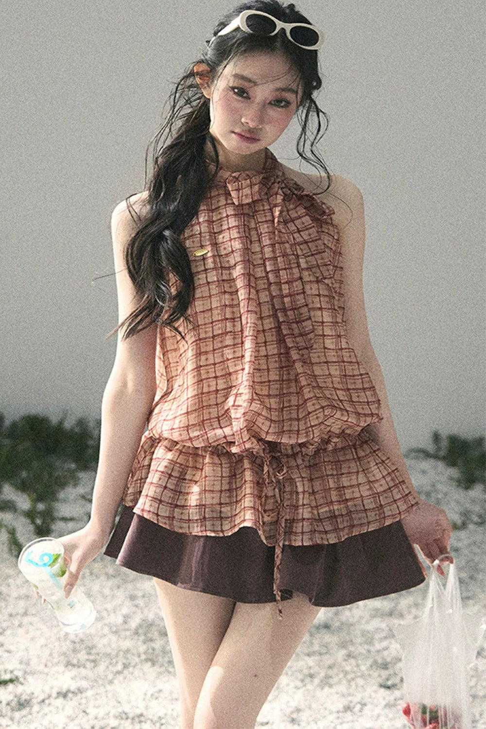 Maple Red Plaid Halter Top
