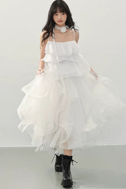 Neck Flower Ruffled Top