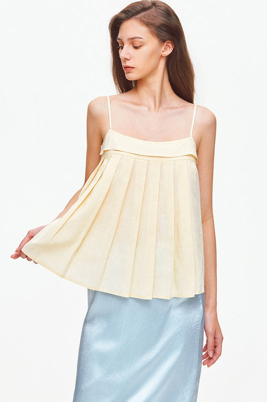 Camisola de lyocell y lino plisada