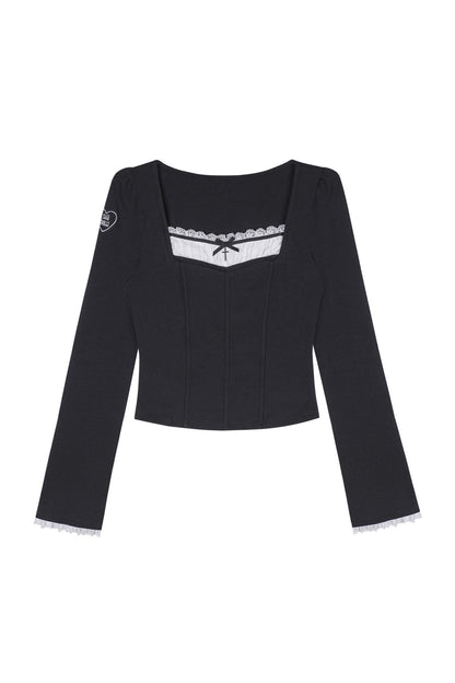Black Faux Fishbone Slim-Fit T-Shirt