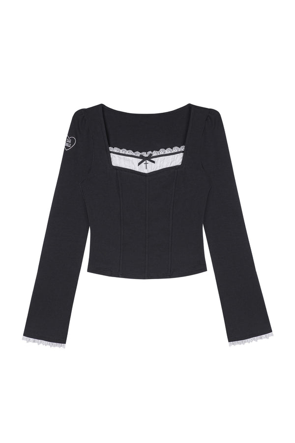 Black Faux Fishbone Slim-Fit T-Shirt