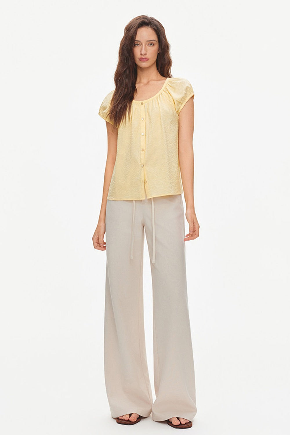 Drawstring Wide-Leg Trousers