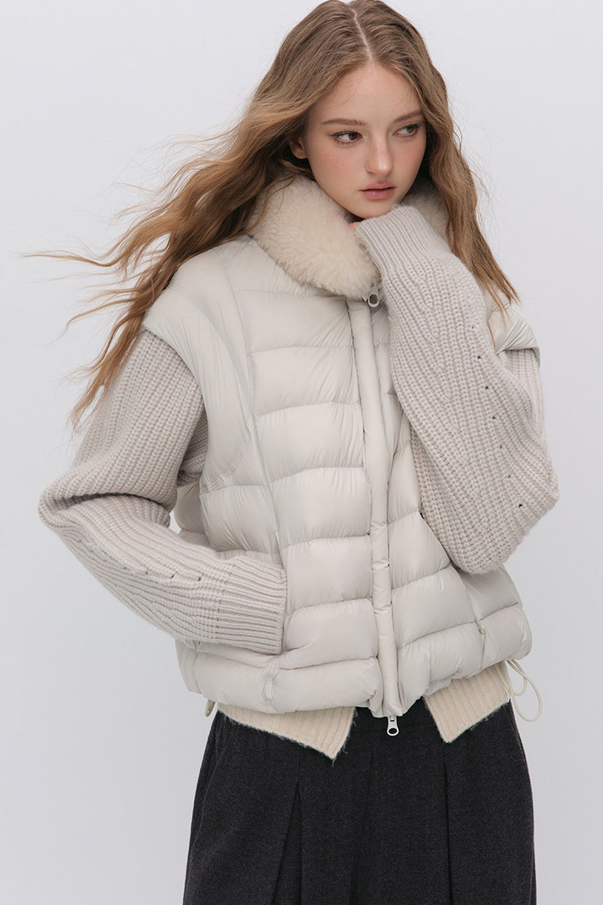 Convertible Detachable Knit Sleeve Down Vest