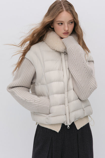 Convertible Detachable Knit Sleeve Down Vest