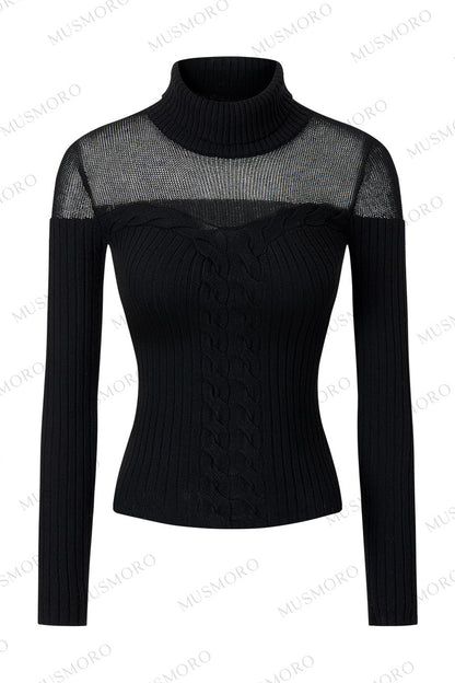Wool Blend Hollow Knit Top