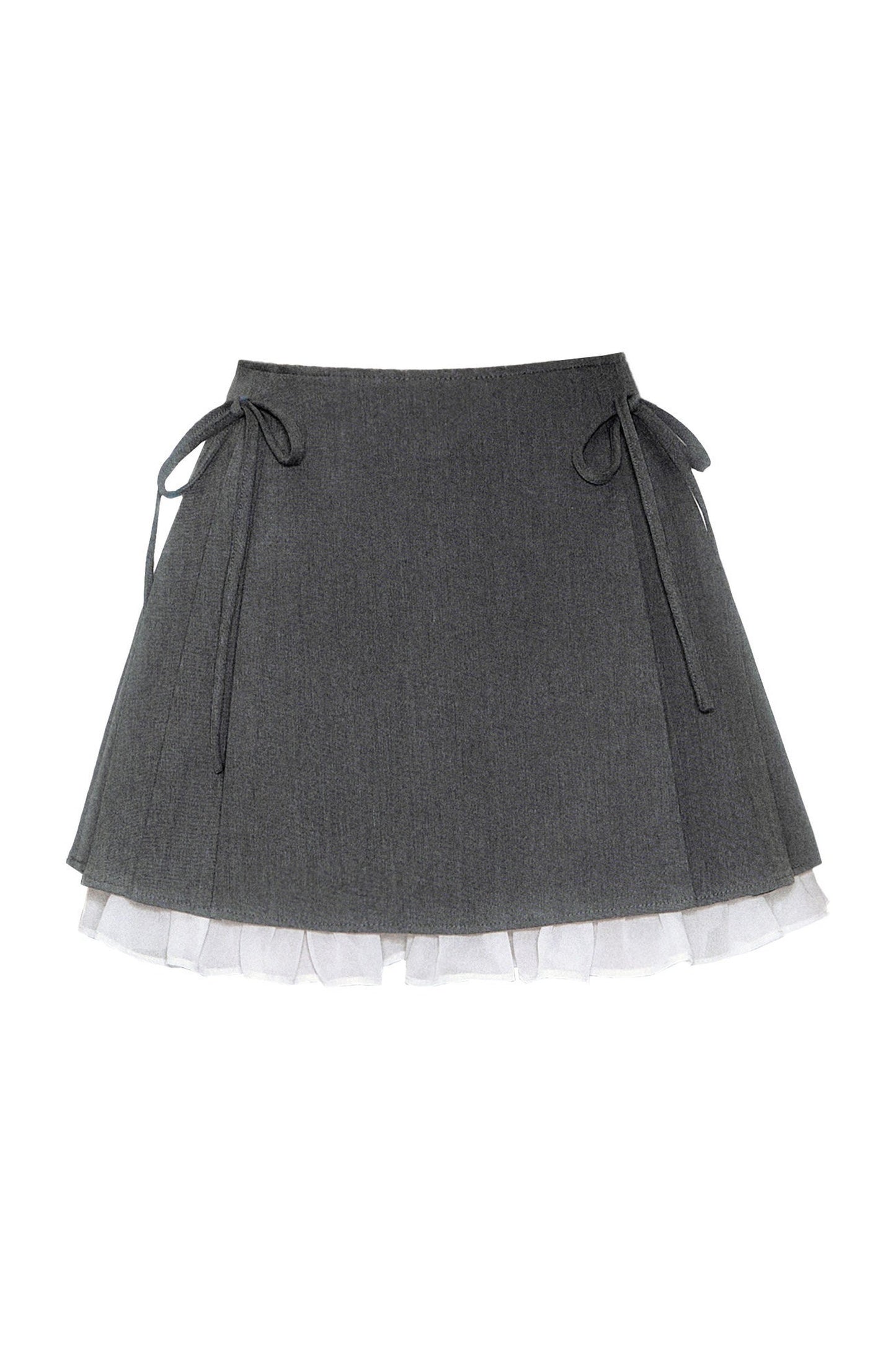 Gray Knit Vest Blouse and Skirt Set-Up
