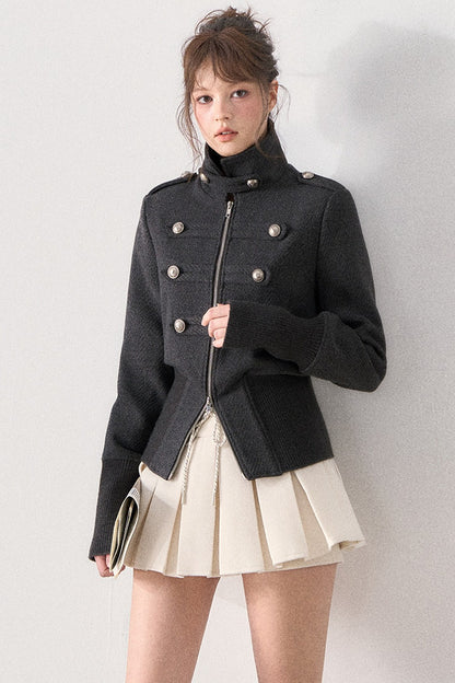 Napoleon Style Double-Breasted Woolen Coat