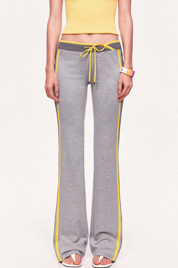 Low-Waisted Drawstring Double Waistband Straight Pants
