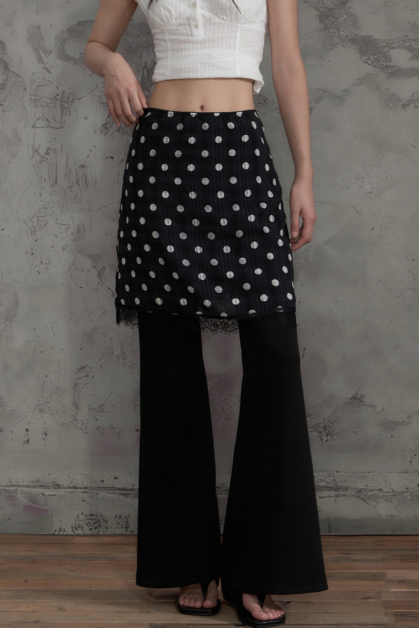 Lace Polka Dot A-Line Skirt