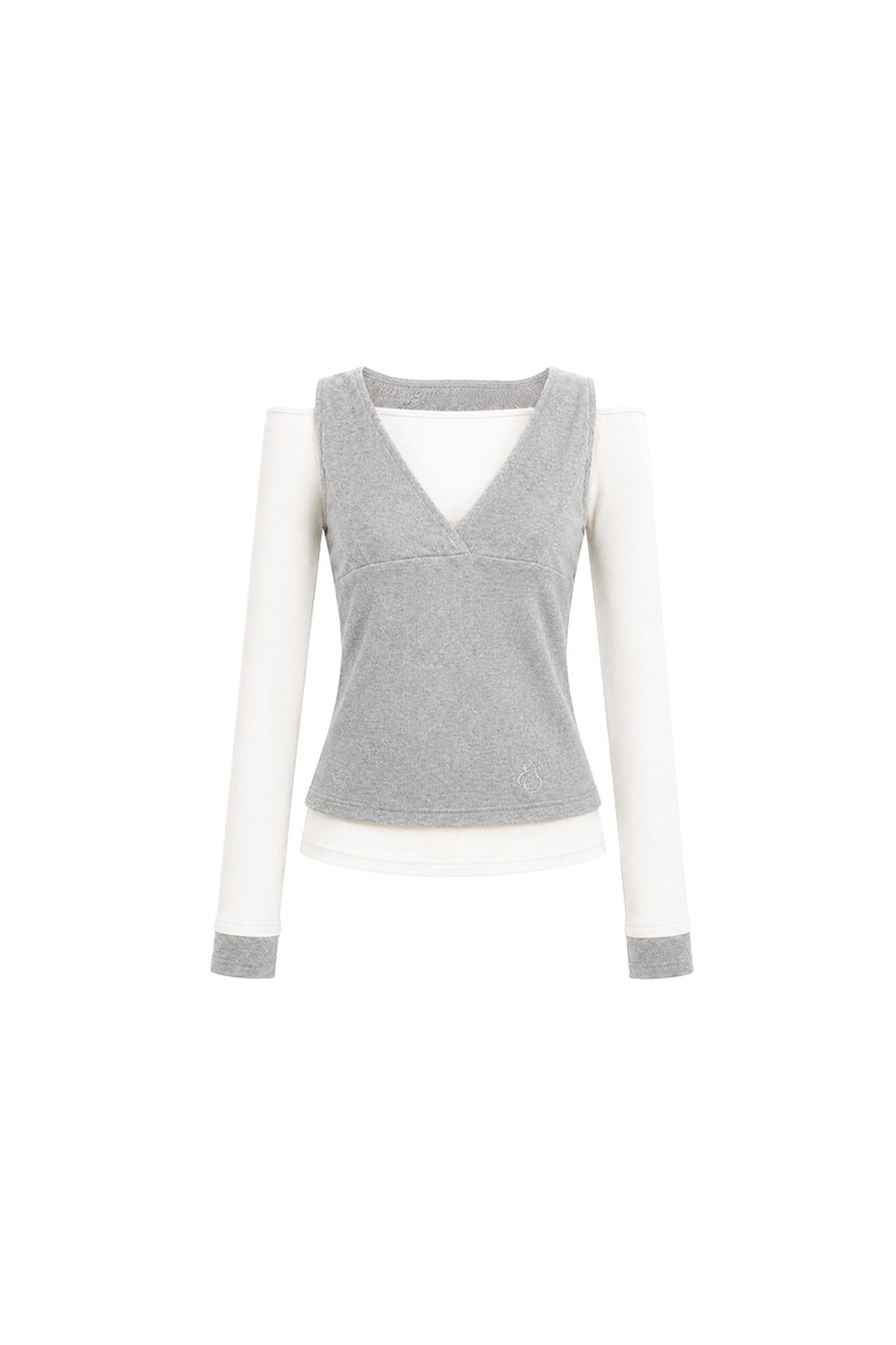 One-Shoulder V-Neck Long-Sleeve T-Shirt and Pants Set-Up