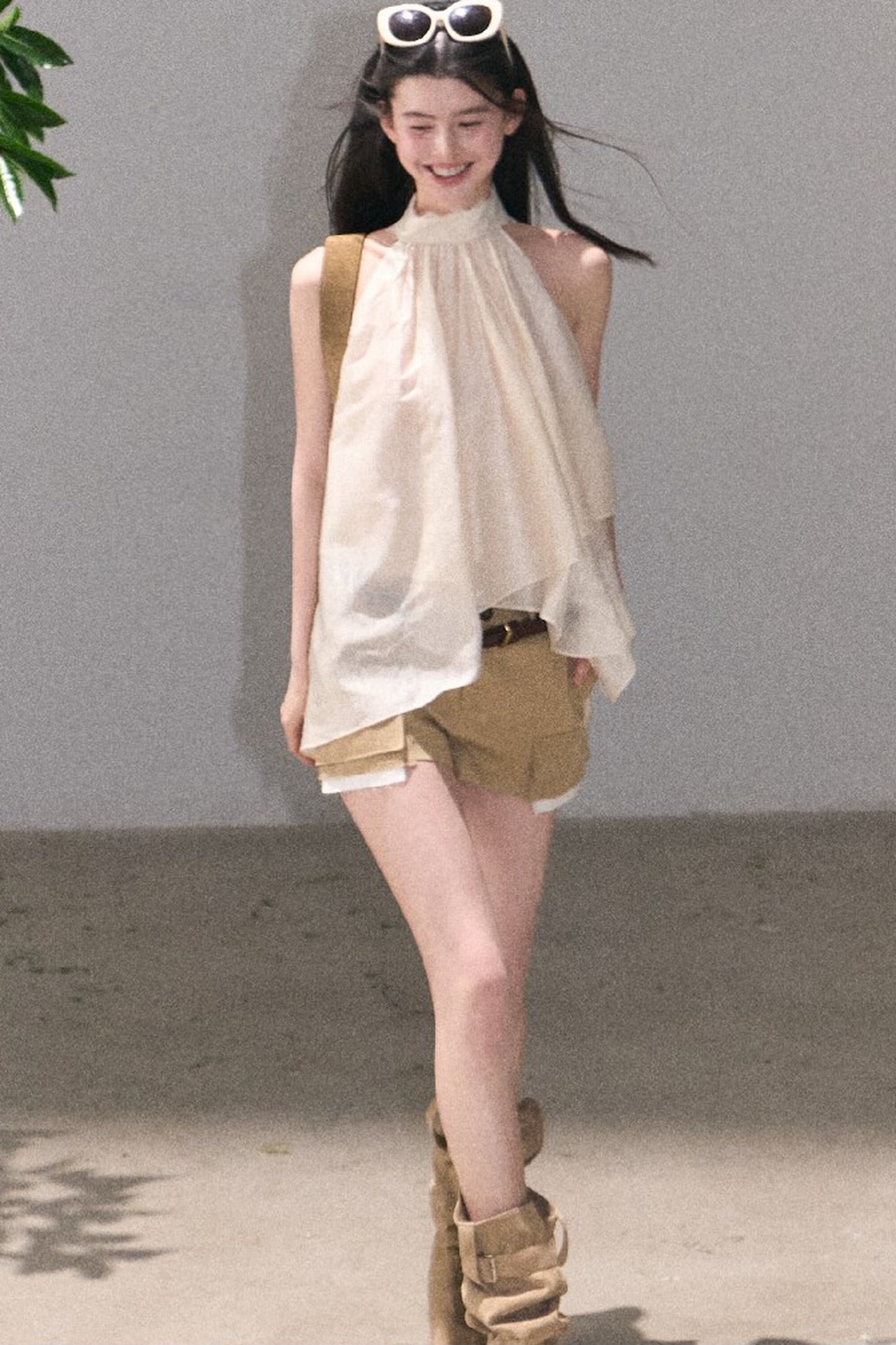 Color-Blocked Linen Pants