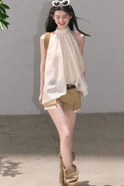 Color-Blocked Linen Pants