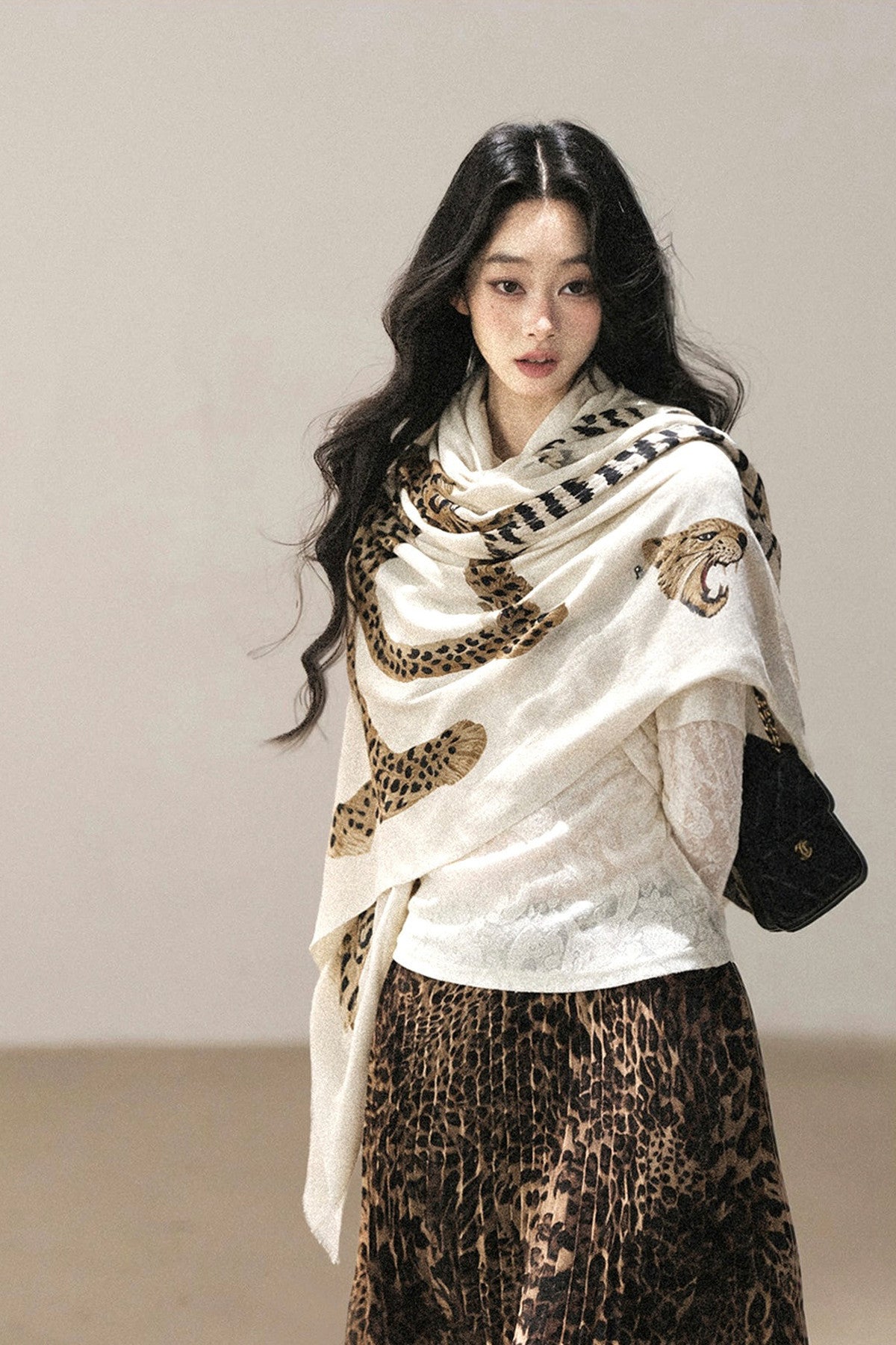 Autumn Leopard Print Shawl