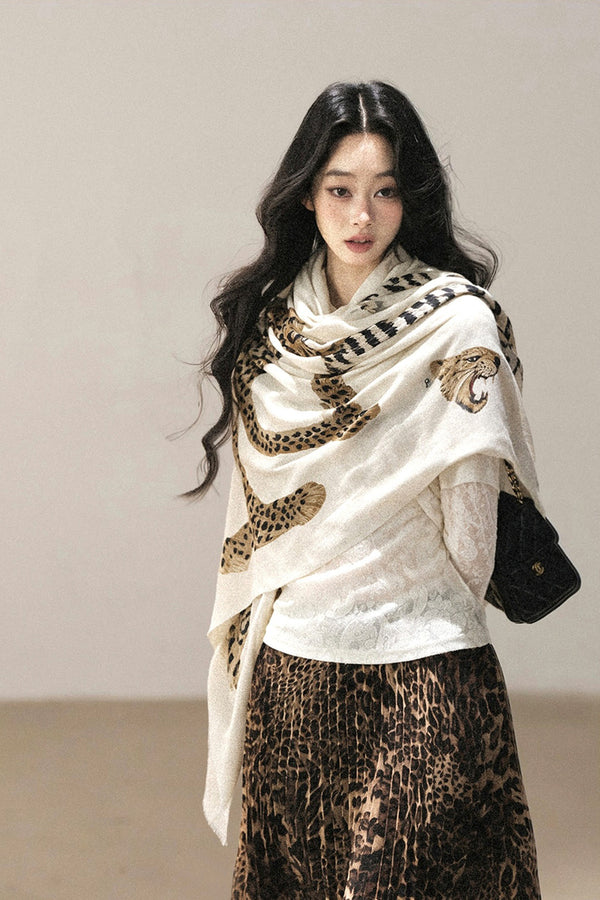 Autumn Leopard Print Shawl
