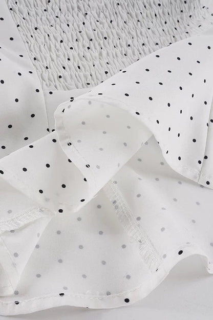 Polka Dot Lace Trim Strapless Top