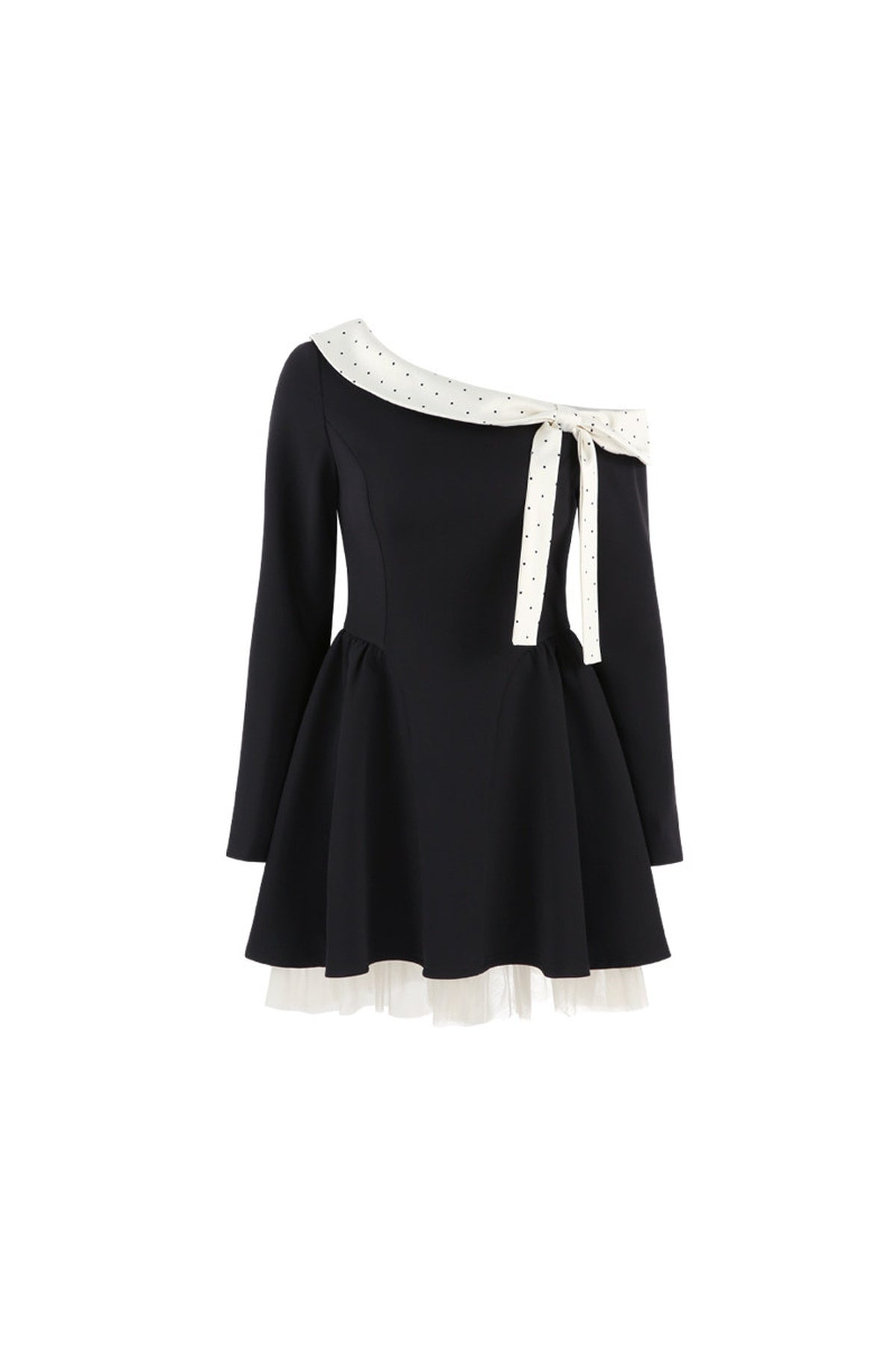 Black Off-Shoulder Mesh Dress