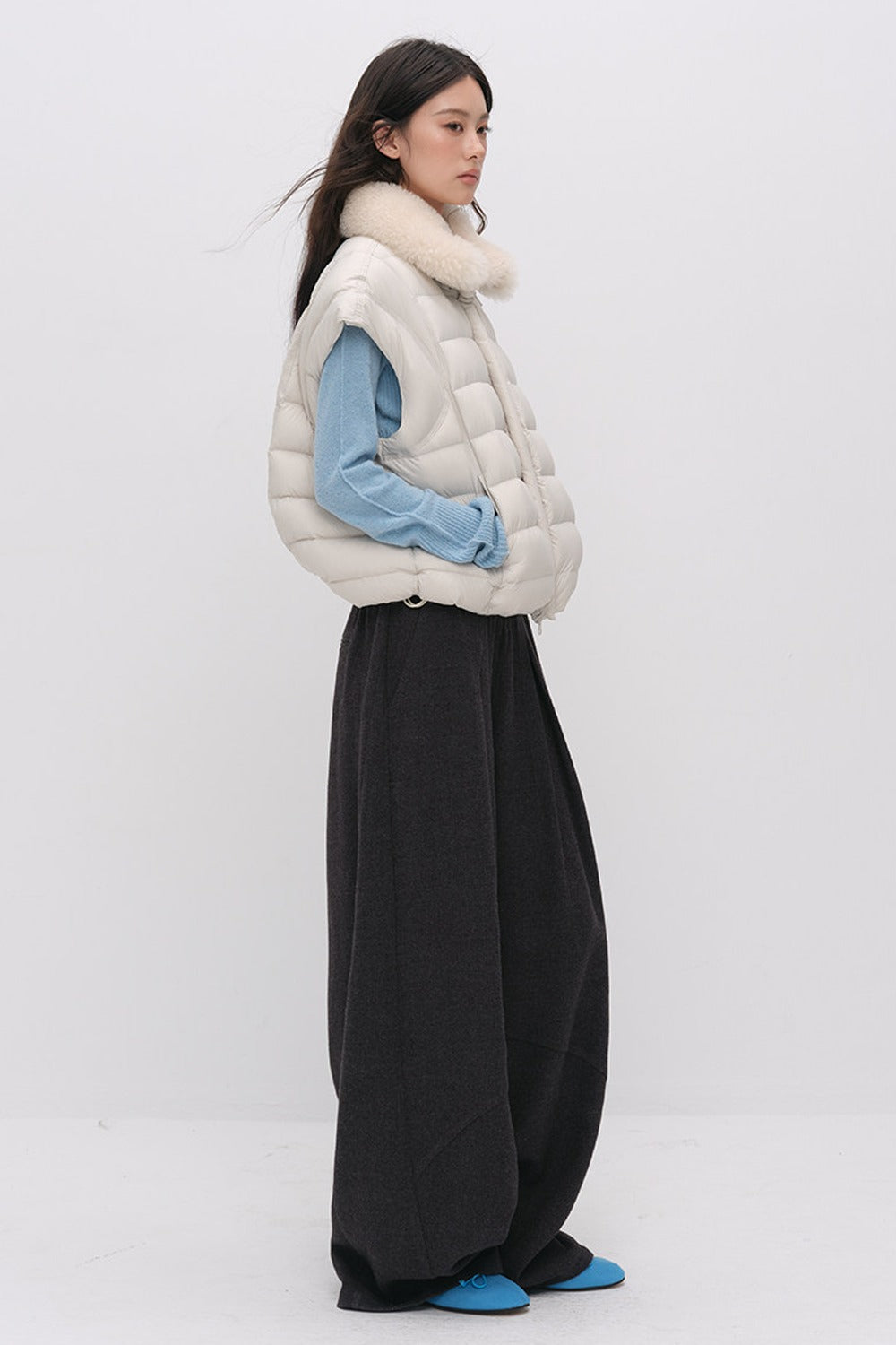Convertible Detachable Knit Sleeve Down Vest