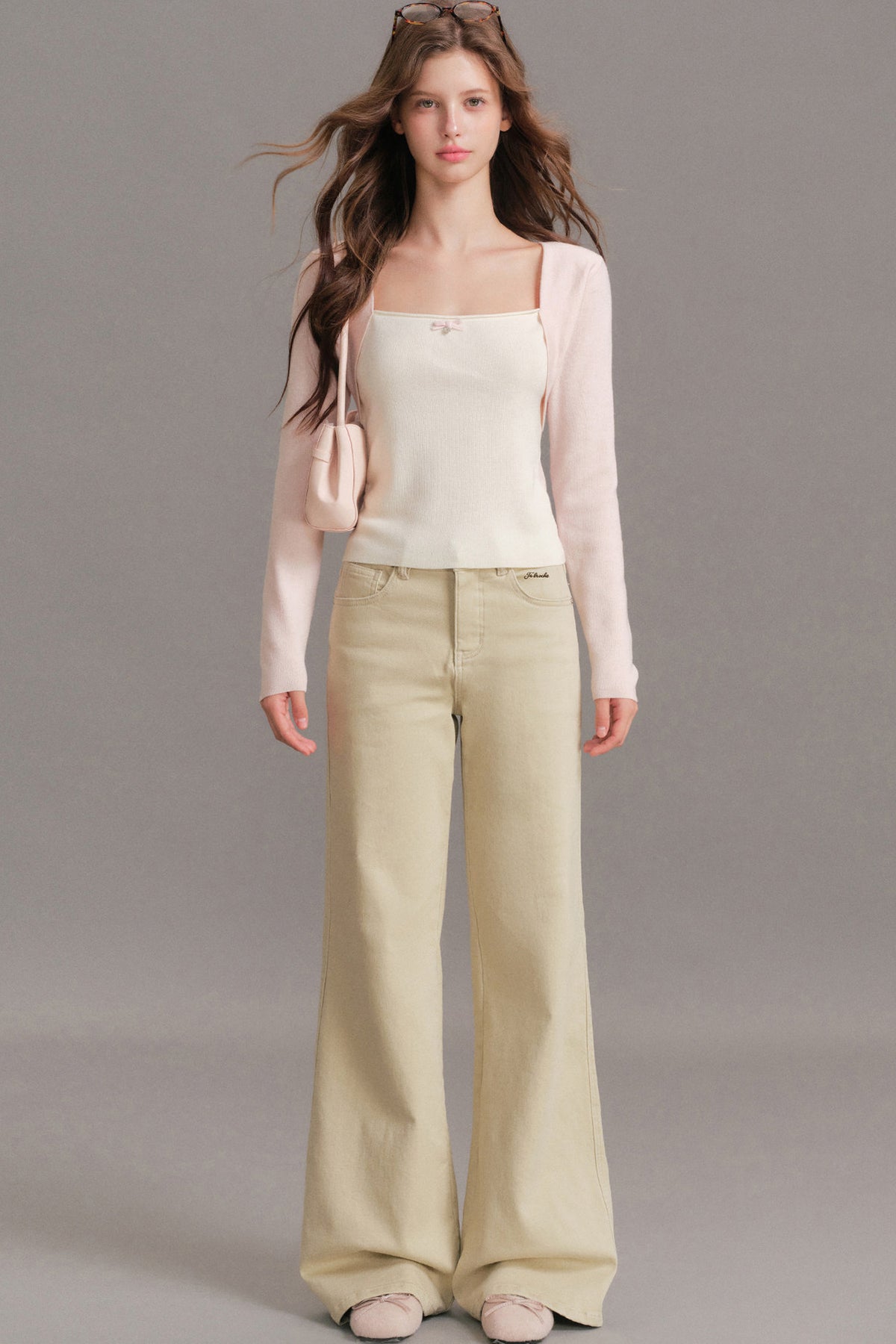 Mid-Rise Flared Flap Pocket Jeans
