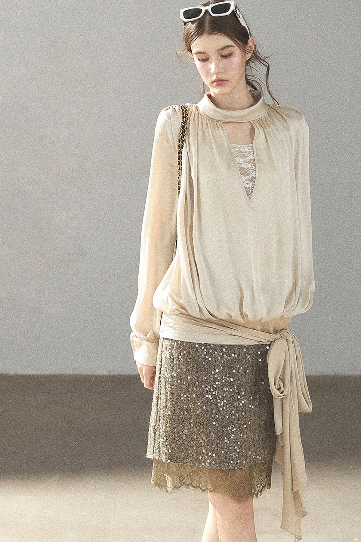 Straight Cut Sequin Lace Skirt