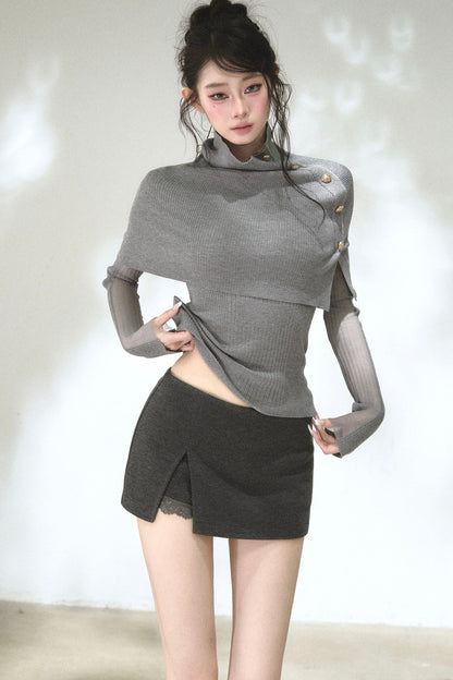 Lace Patchwork A-Line Skirt