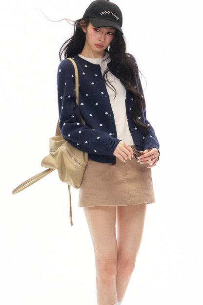 Polka Dot Knit Cardigan