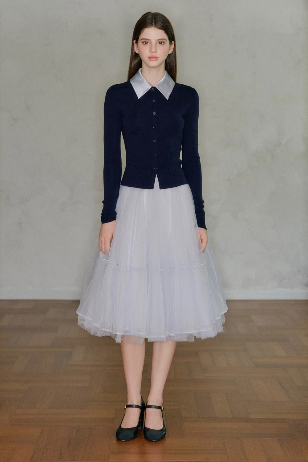 Spliced Acetate Collar Cardigan