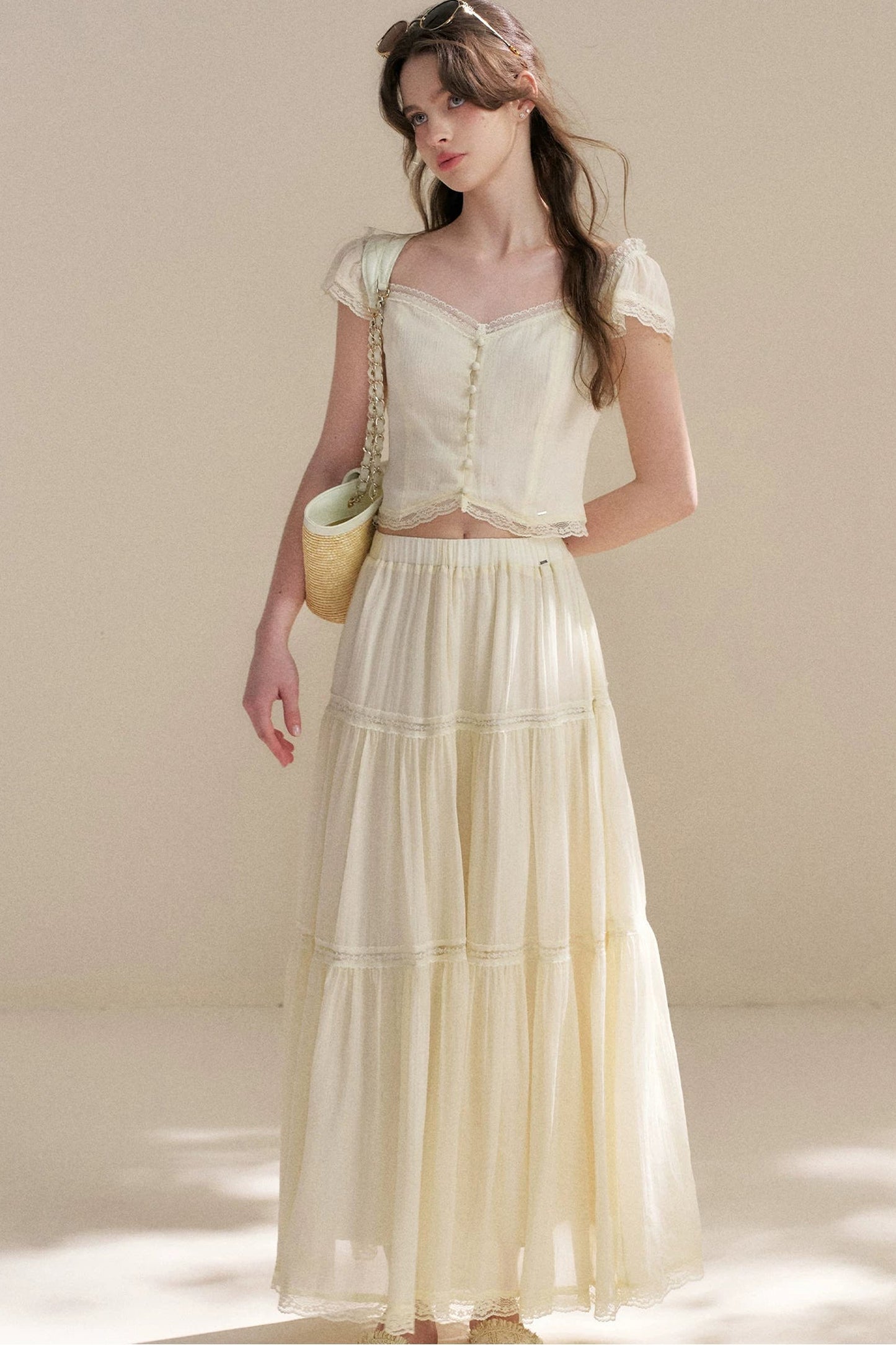 Tencel Lace Top and Skirt Set