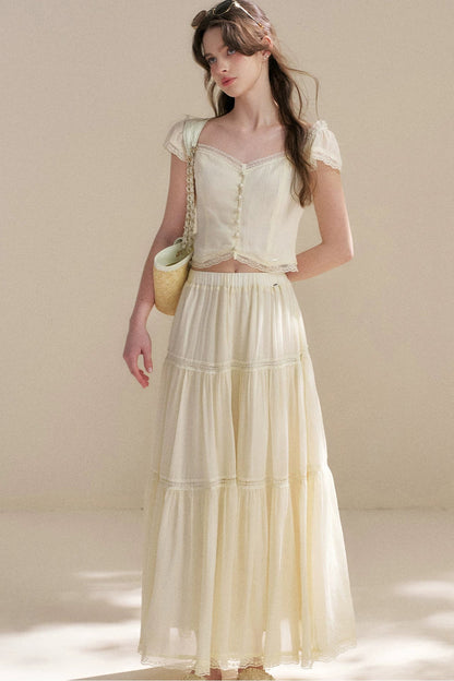 Tencel Lace Top and Skirt Set
