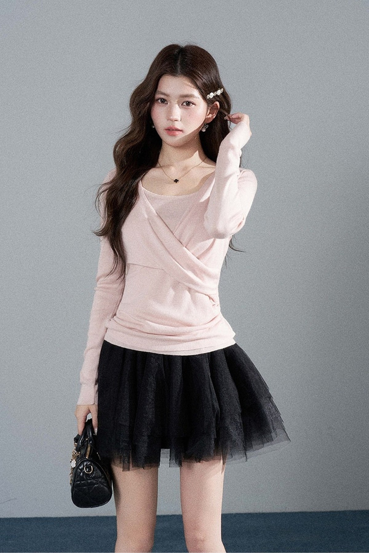 Round Neck Waist-Cinching Knit Top