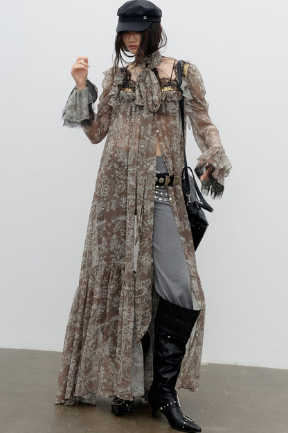 Classic Romantic Print Chiffon Dress