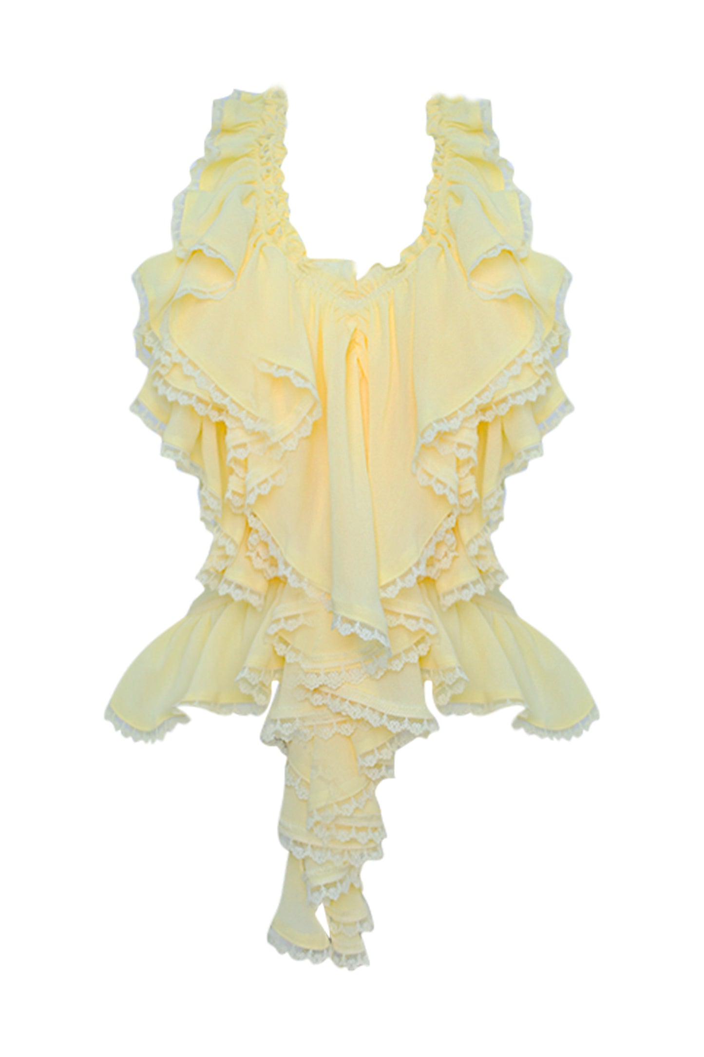 Yellow Ruffle Halter Top and Strawberry Skirt Set-Up