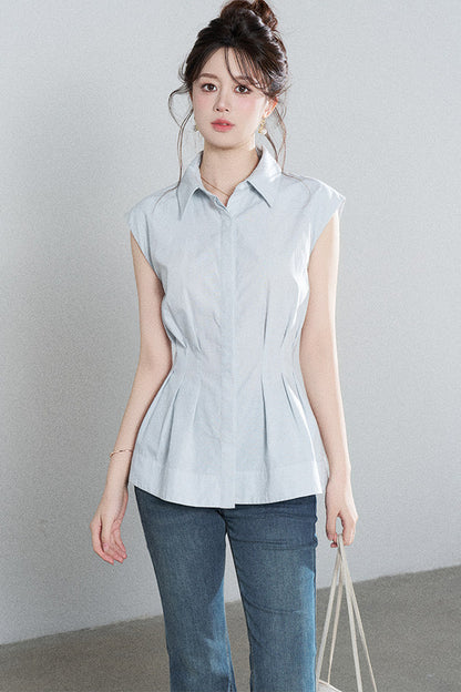 Pleated Shirt and Mini Skirt Set-Up
