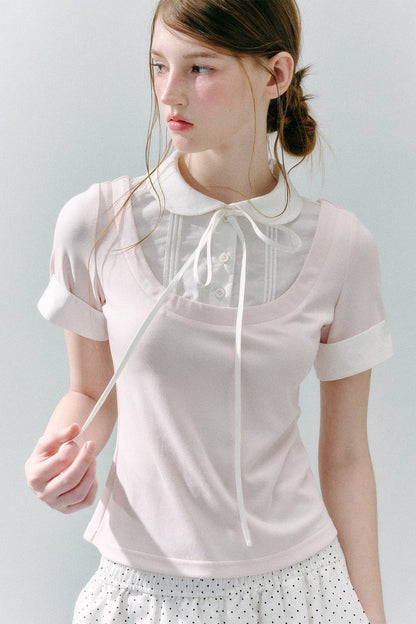 Haut preppy en modal patchwork
