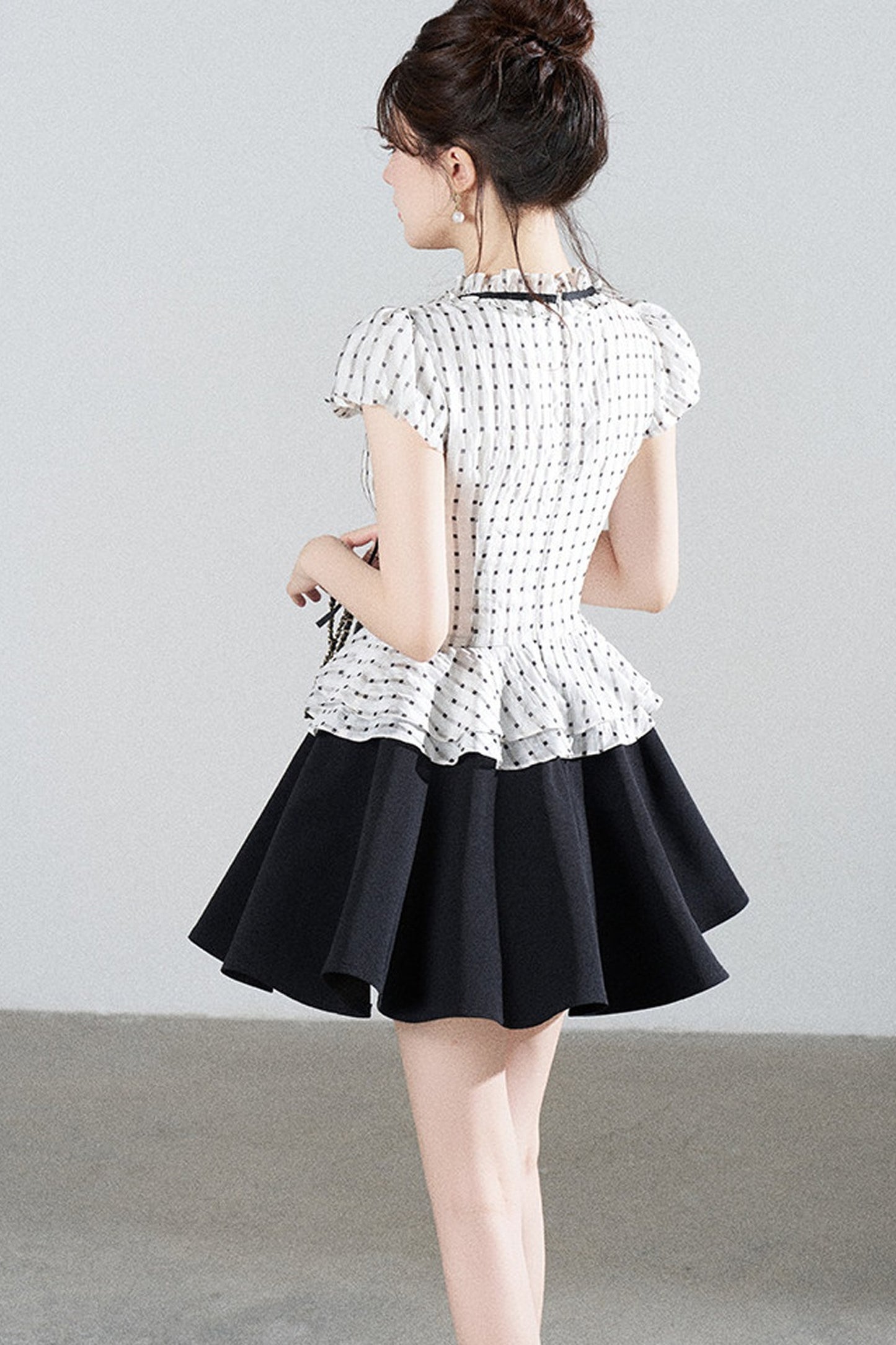 French Style Puff Sleeve A-Line Dress