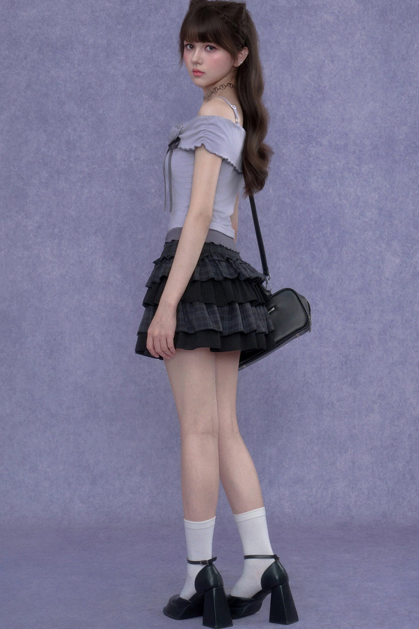 Sweet Light Purple One-Shoulder Top