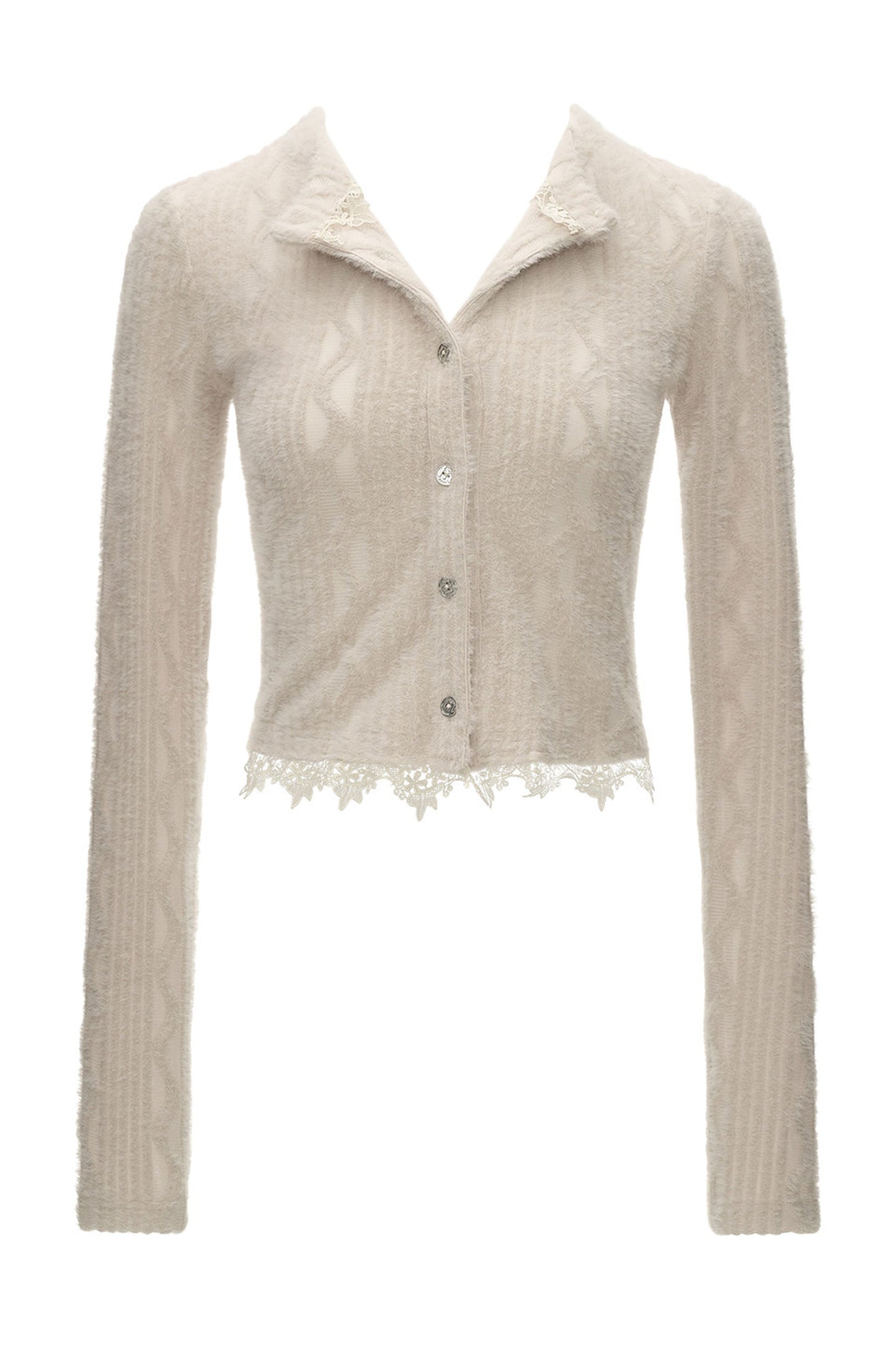 Lace Long Sleeve Knit Cardigan Top
