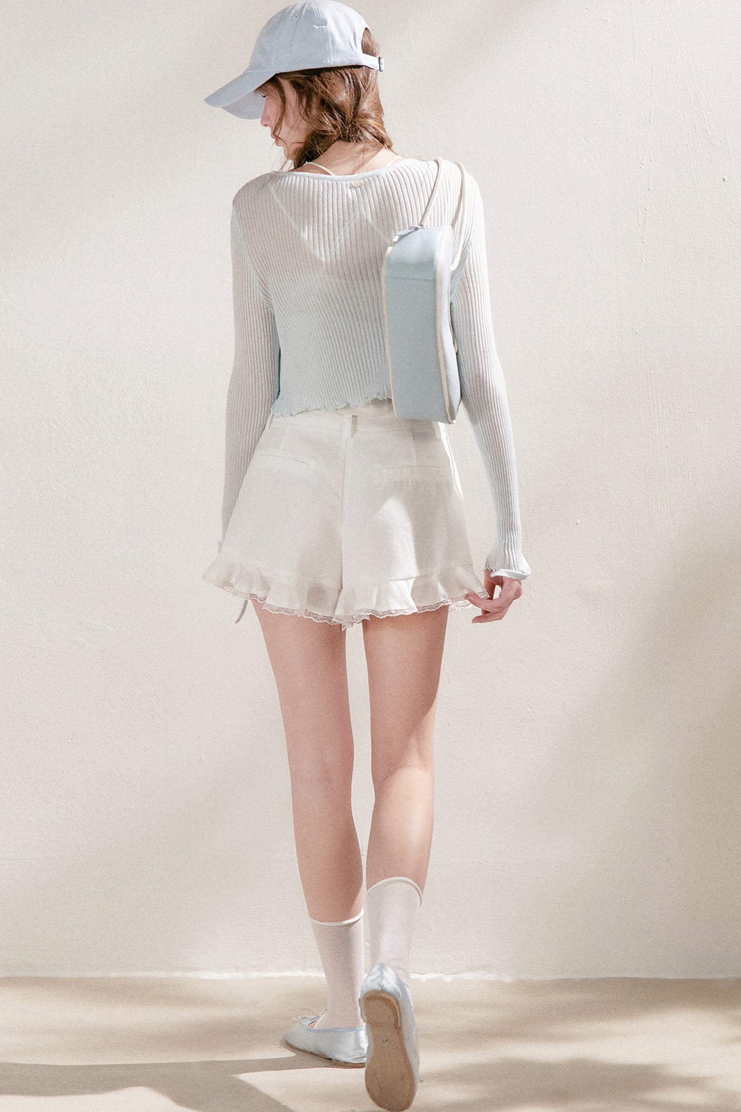 Lyocell Ruffled Tie-Front Cardigan