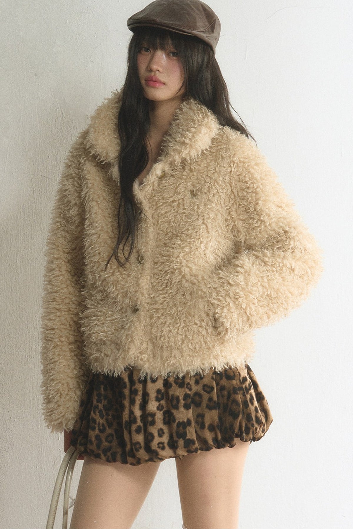 Short Plush Lamb Wool Top and Coat Set-Up