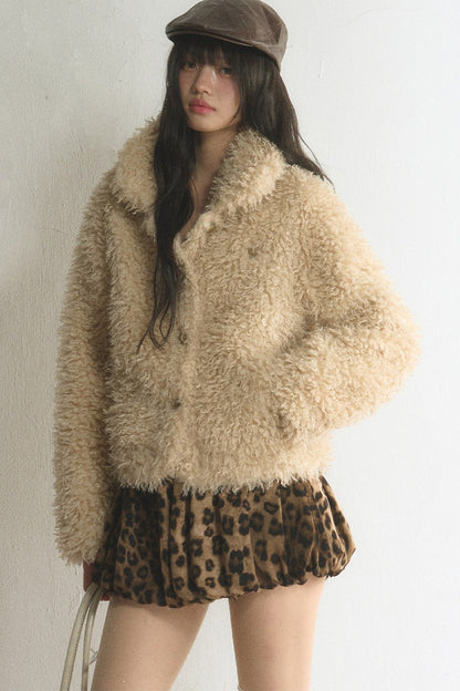 Short Plush Lamb Wool Top and Coat Set-Up