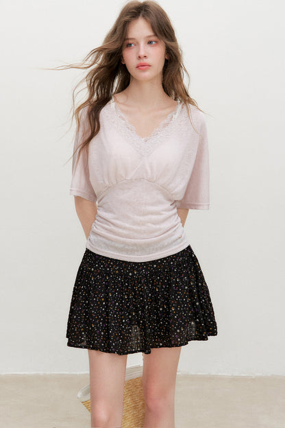 Lace Batwing Sleeve Top