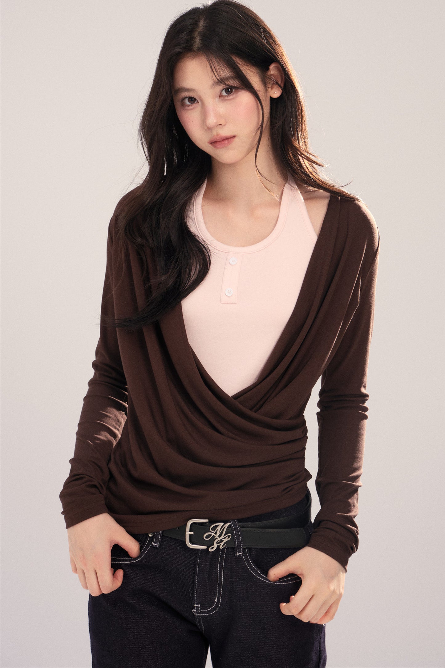 Layered-Look Long-Sleeve Top