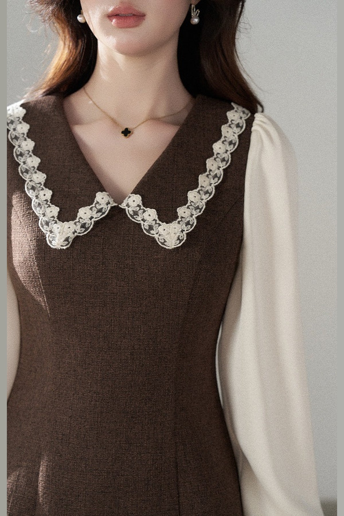 Lace Patchwork Layered-Look A-Line Dress