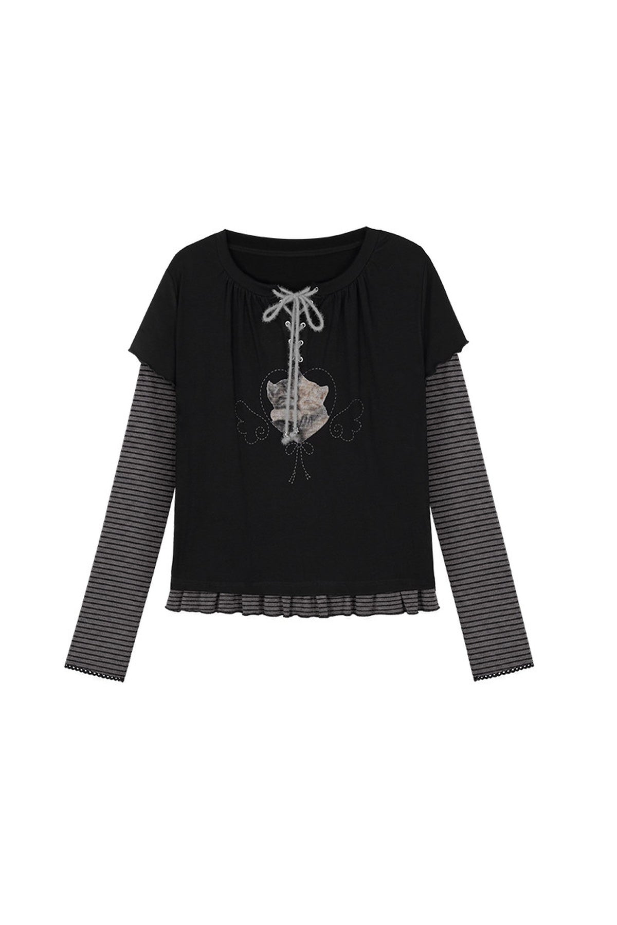Black Striped Cat Sticker T-shirt