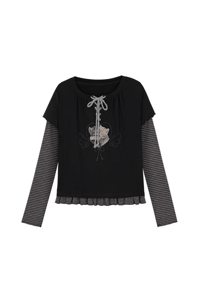 Black Striped Cat Sticker T-shirt