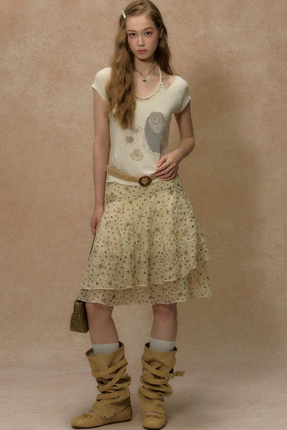Retro Floral Asymmetrical Skirt